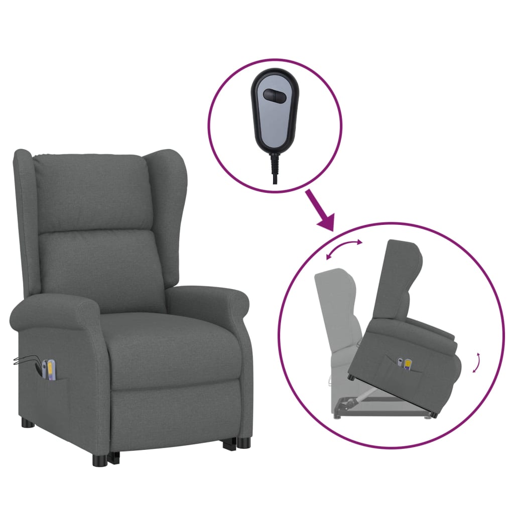 Fauteuil de massage inclinable Gris foncé Tissu - XIOS