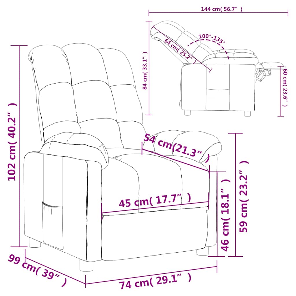 Fauteuil inclinable Taupe Tissu - XIOS