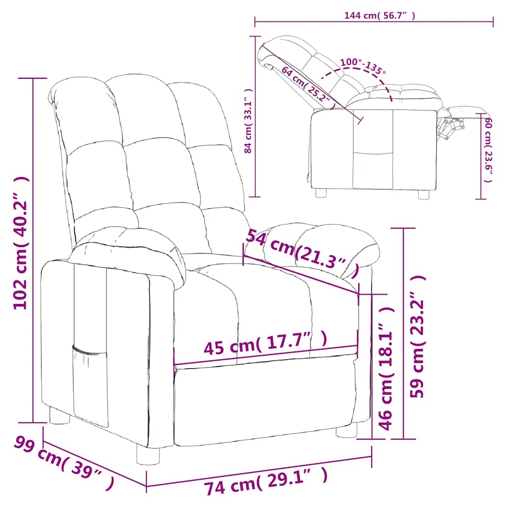 Fauteuil inclinable Crème Tissu