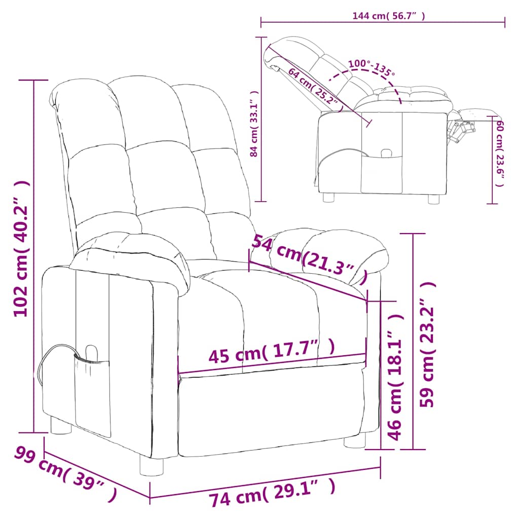 Fauteuil de massage Crème Tissu