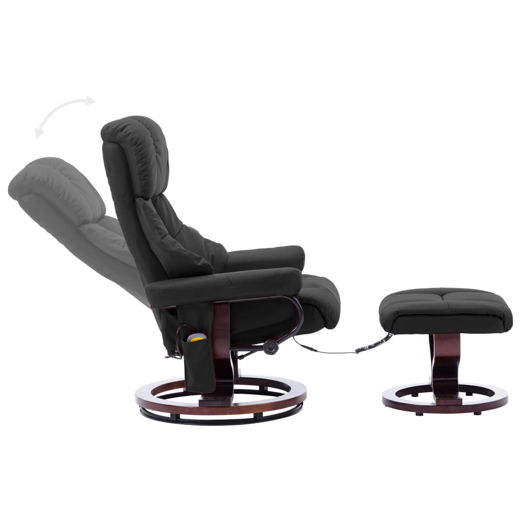 Fauteuil de massage inclinable Gris Similicuir et bois courbé - XIOS