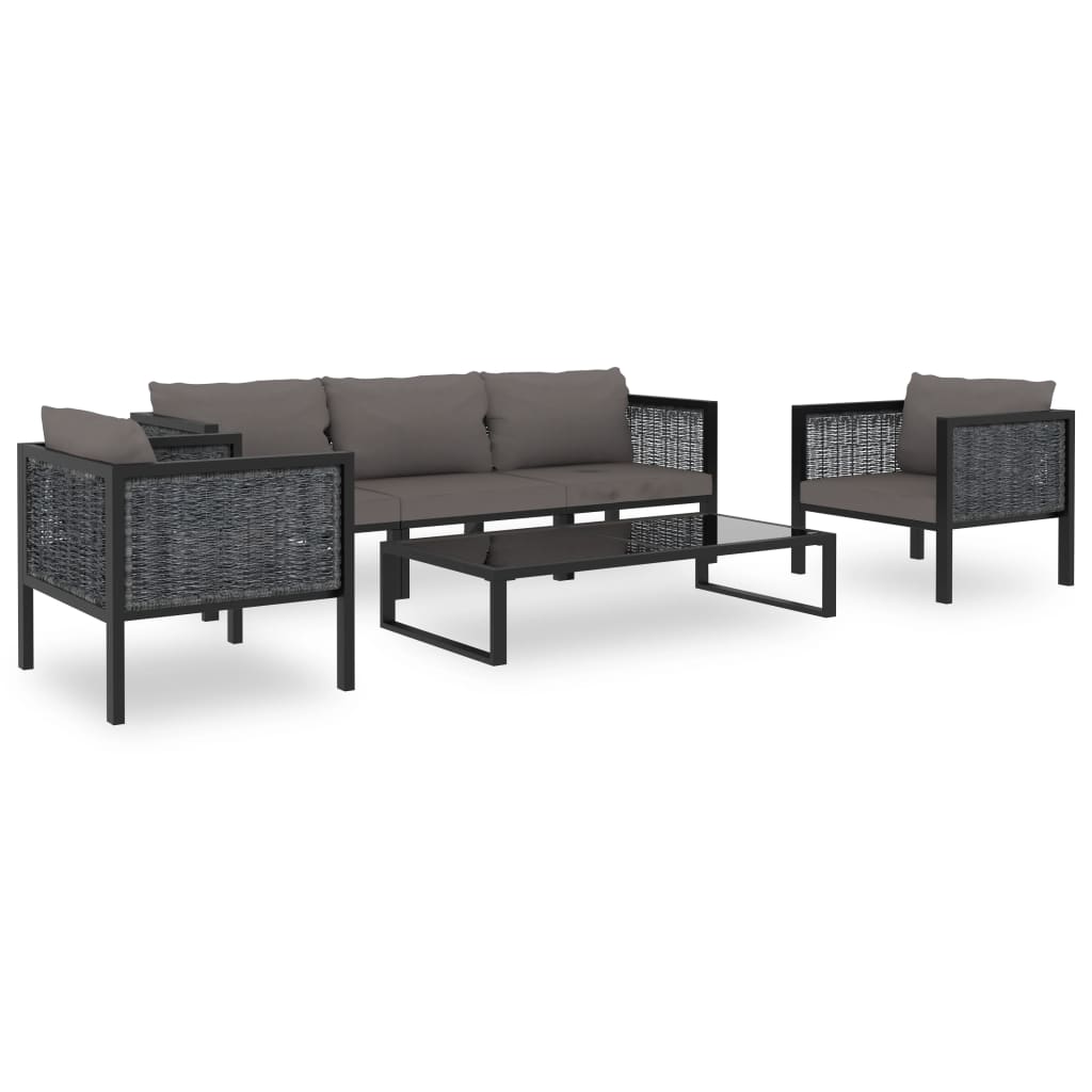 Salon de jardin 6 pcs avec coussins résine tressée anthracite - XIOS