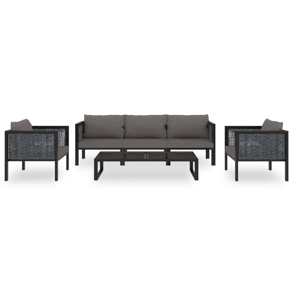 Salon de jardin 6 pcs avec coussins résine tressée anthracite - XIOS