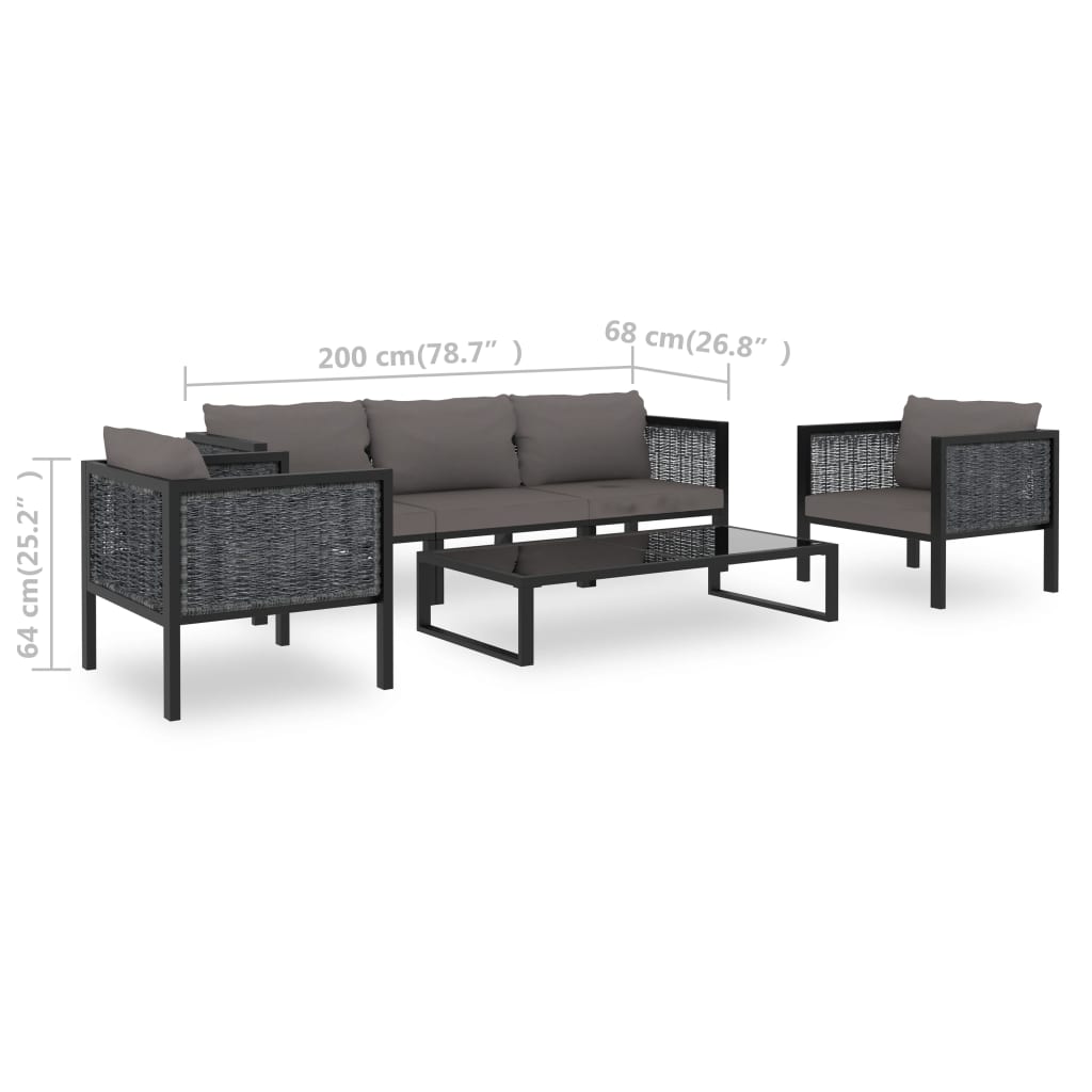 Salon de jardin 6 pcs avec coussins résine tressée anthracite - XIOS