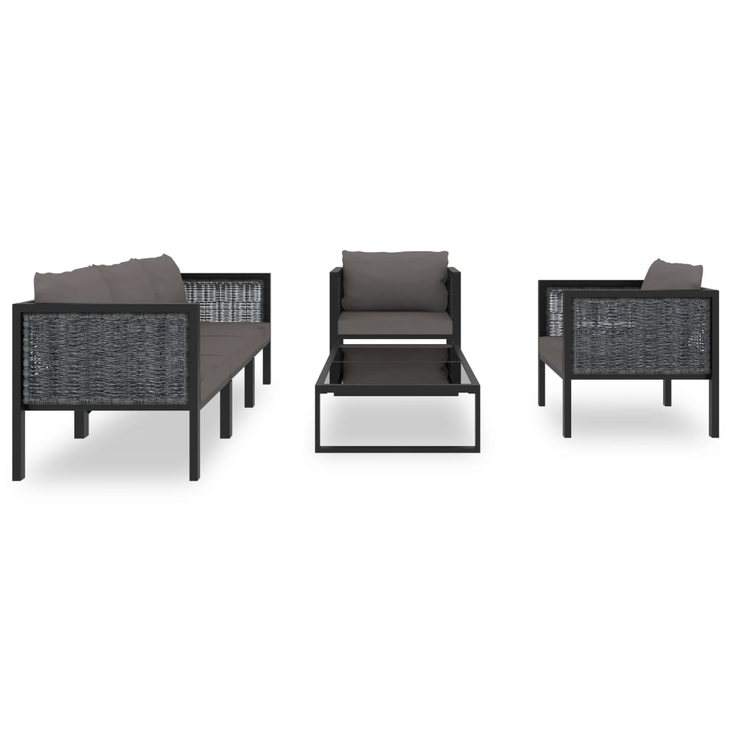 Salon de jardin 6 pcs avec coussins résine tressée anthracite - XIOS