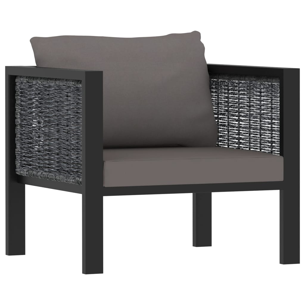 Salon de jardin 6 pcs avec coussins résine tressée anthracite - XIOS