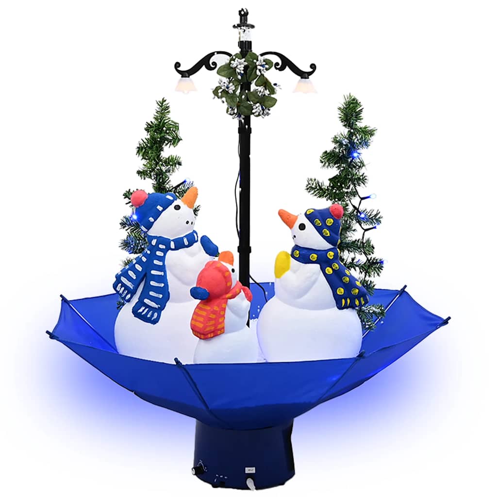 Arbre de Noël neigeux avec base de parapluie Bleu 75 cm PVC - XIOS