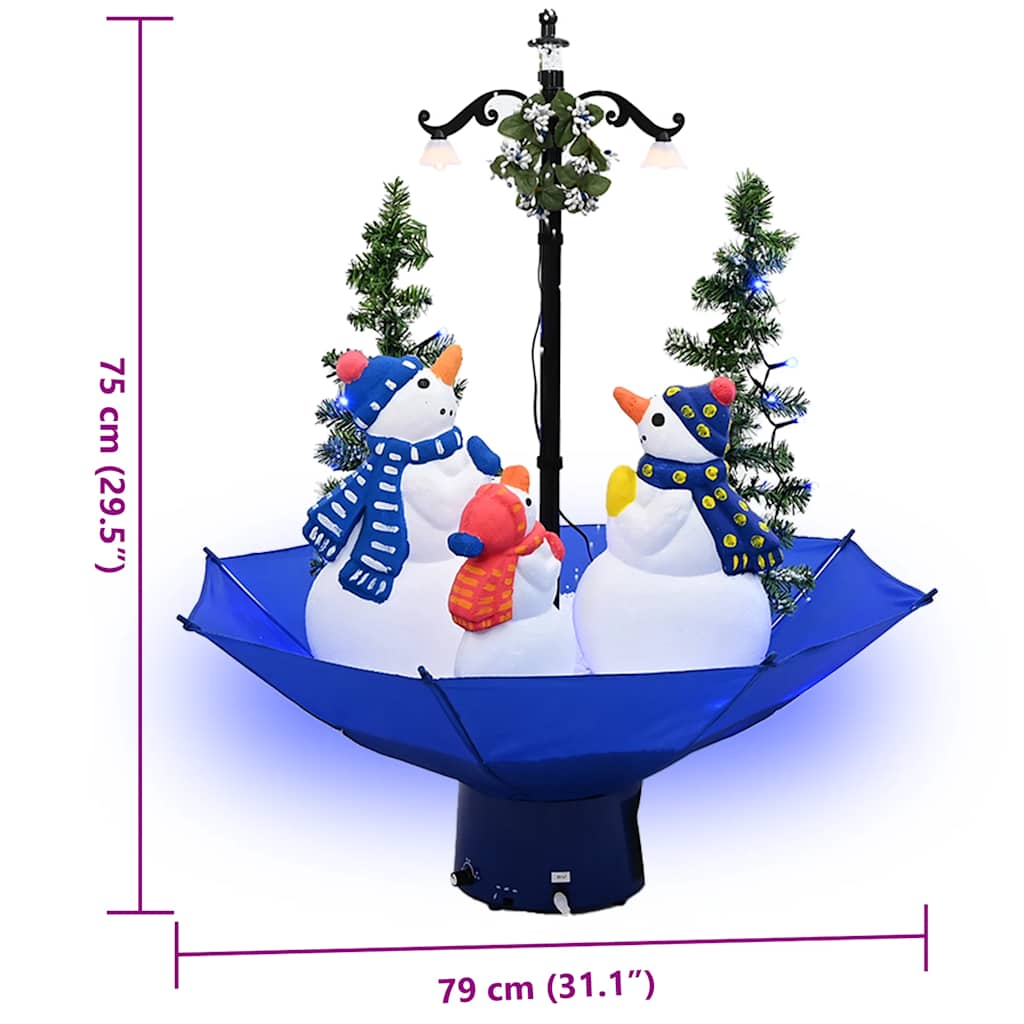Arbre de Noël neigeux avec base de parapluie Bleu 75 cm PVC - XIOS