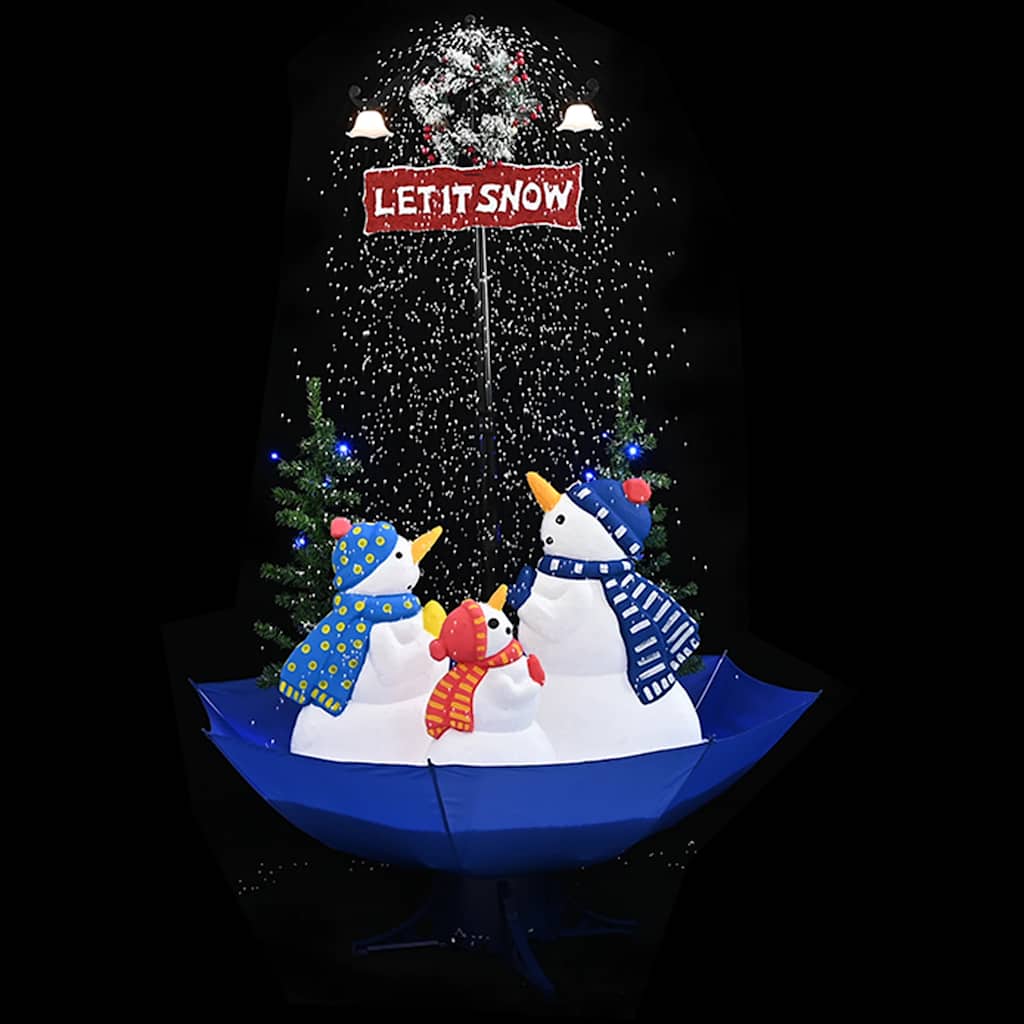 Arbre de Noël neigeux avec base de parapluie Bleu 170 cm PVC - XIOS