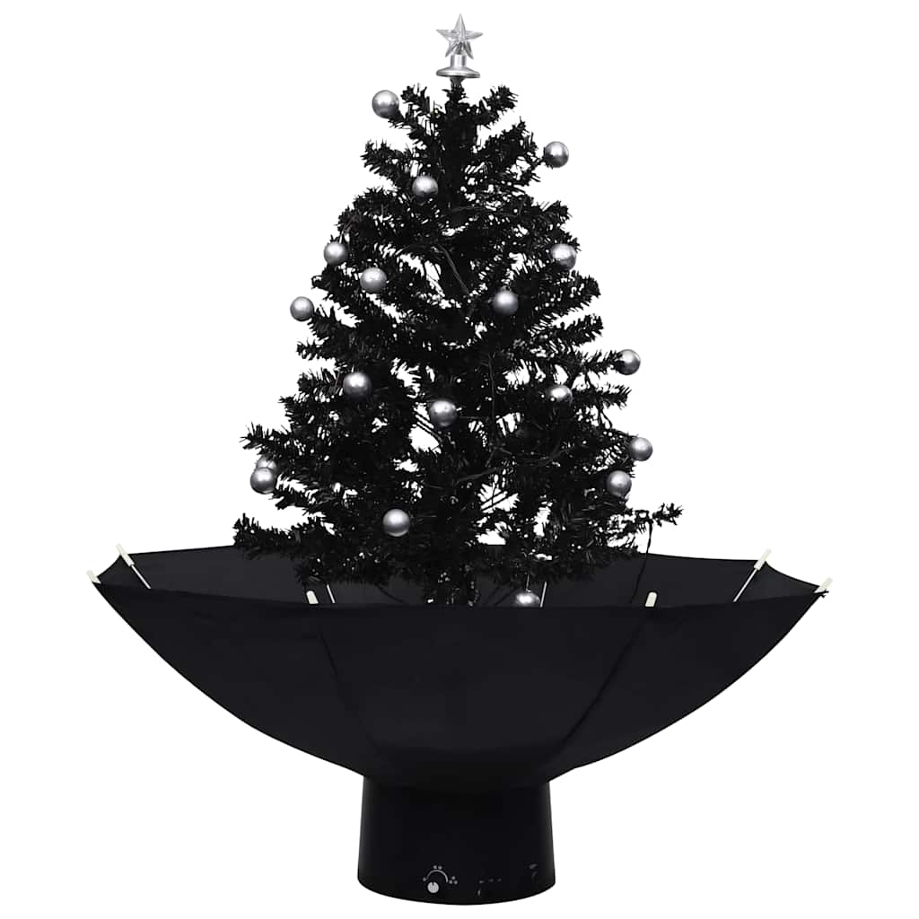 Arbre de Noël neigeux avec base de parapluie Noir 75 cm PVC - XIOS