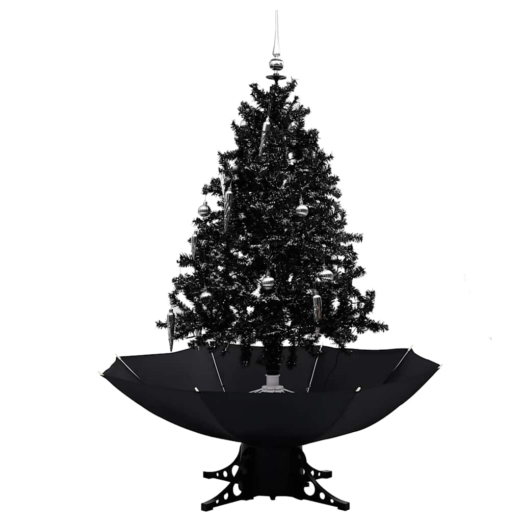 Arbre de Noël neigeux avec base de parapluie Noir 140 cm PVC - XIOS