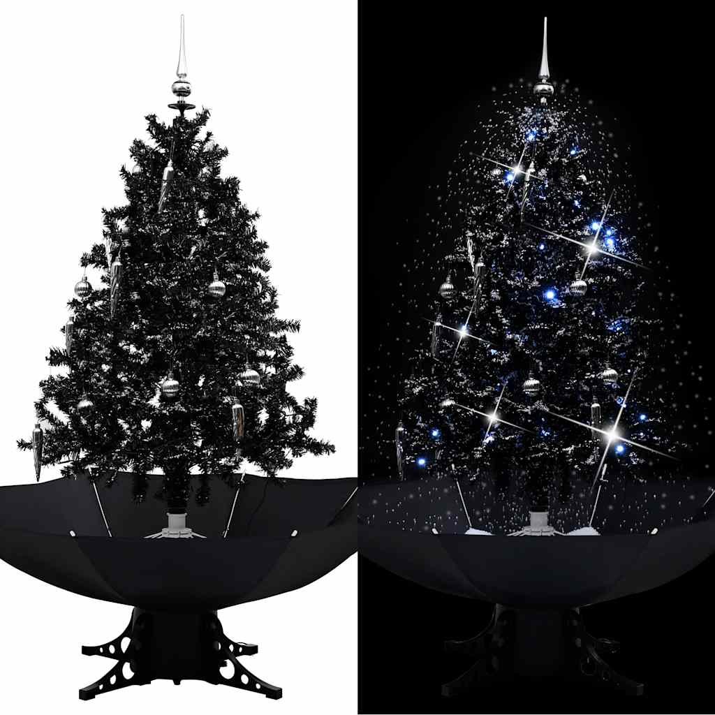 Arbre de Noël neigeux avec base de parapluie Noir 140 cm PVC - XIOS