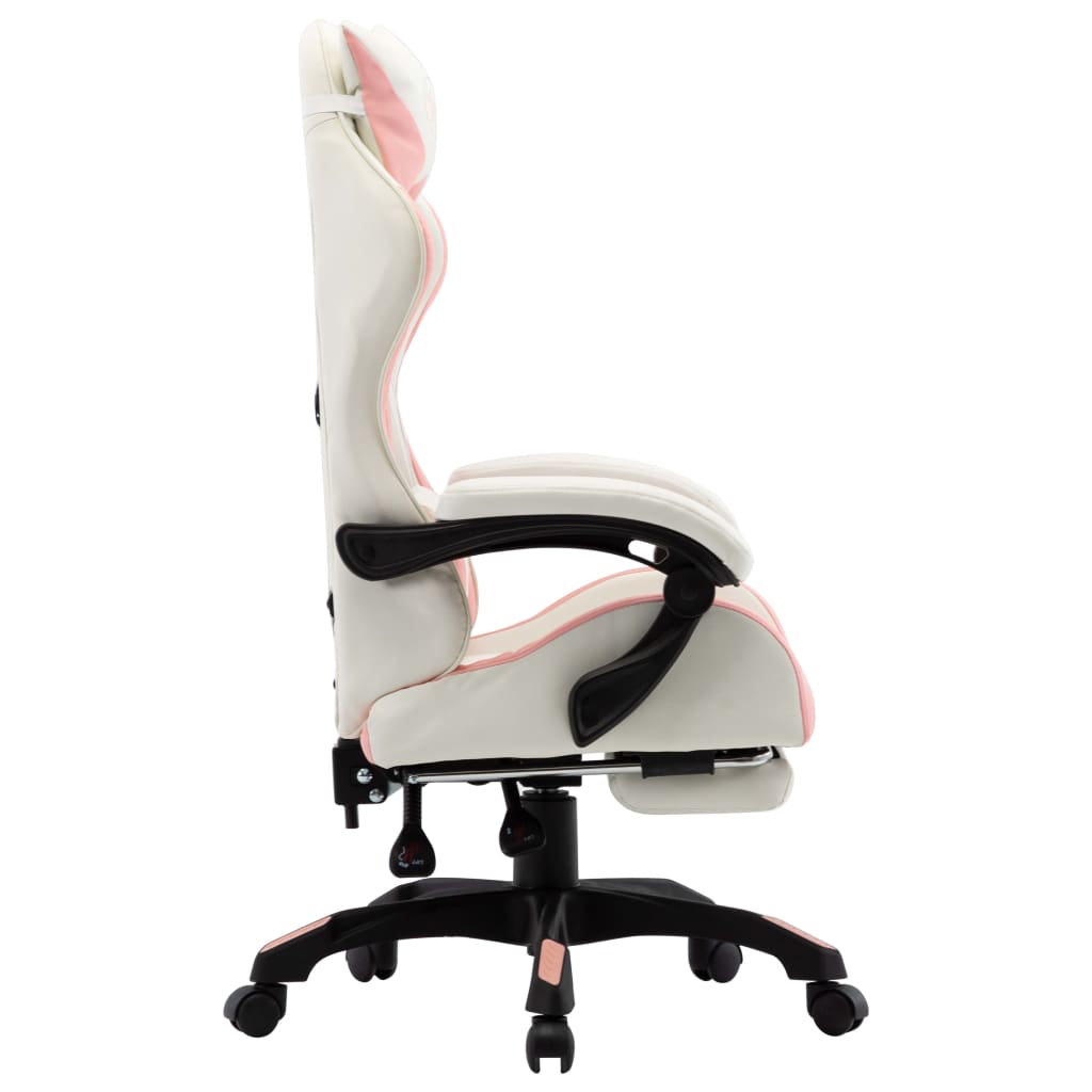 Fauteuil de jeux vidéo et repose-pied Rose et blanc Similicuir - XIOS