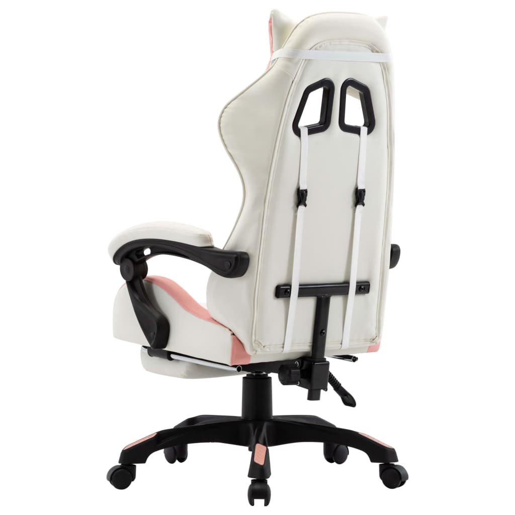Fauteuil de jeux vidéo et repose-pied Rose et blanc Similicuir - XIOS
