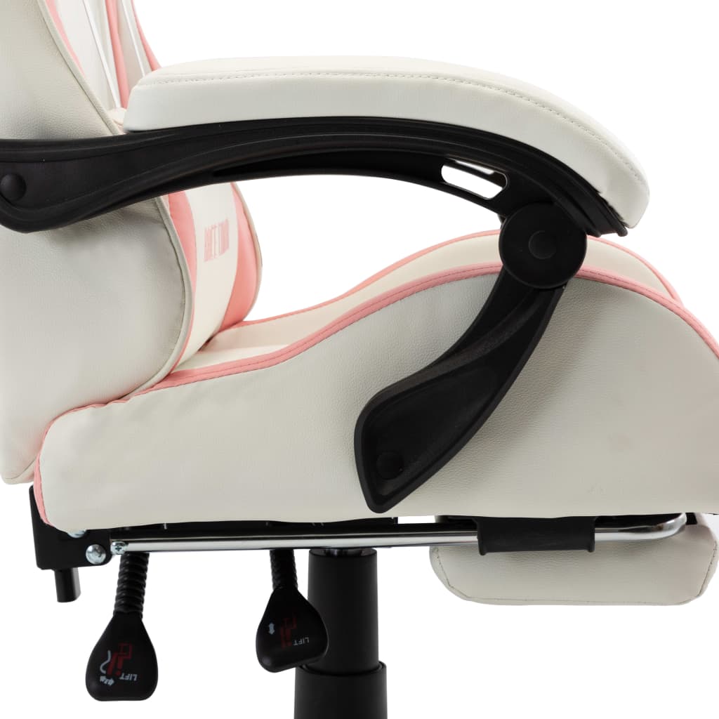 Fauteuil de jeux vidéo et repose-pied Rose et blanc Similicuir - XIOS