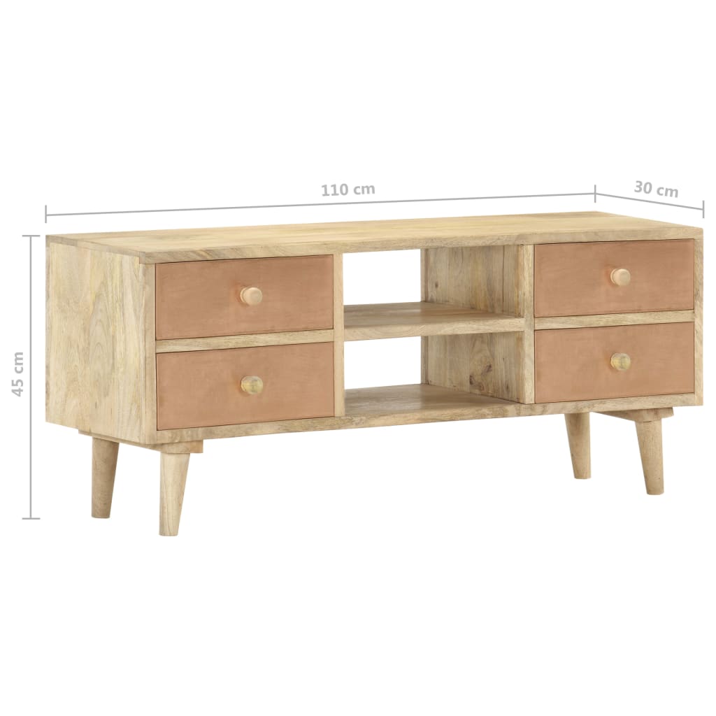 Meuble TV 110x30x45 cm Bois de manguier solide - XIOS