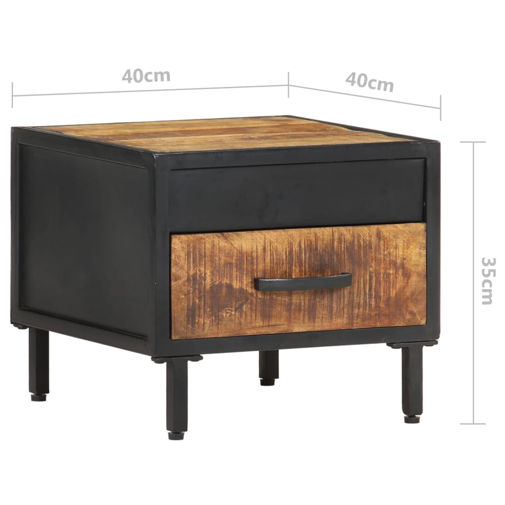 Table de chevet 40x40x35 cm Bois de manguier brut - XIOS