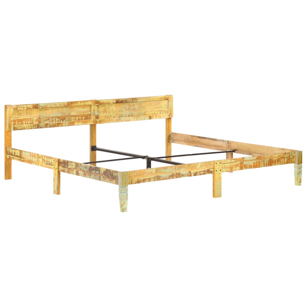 Cadre de lit sans matelas Bois de récupération massif 200x200cm - XIOS