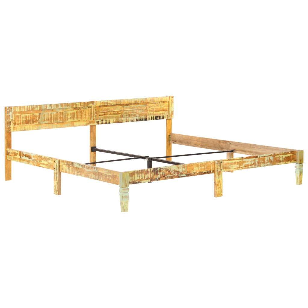 Cadre de lit sans matelas Bois de récupération massif 200x200cm - XIOS