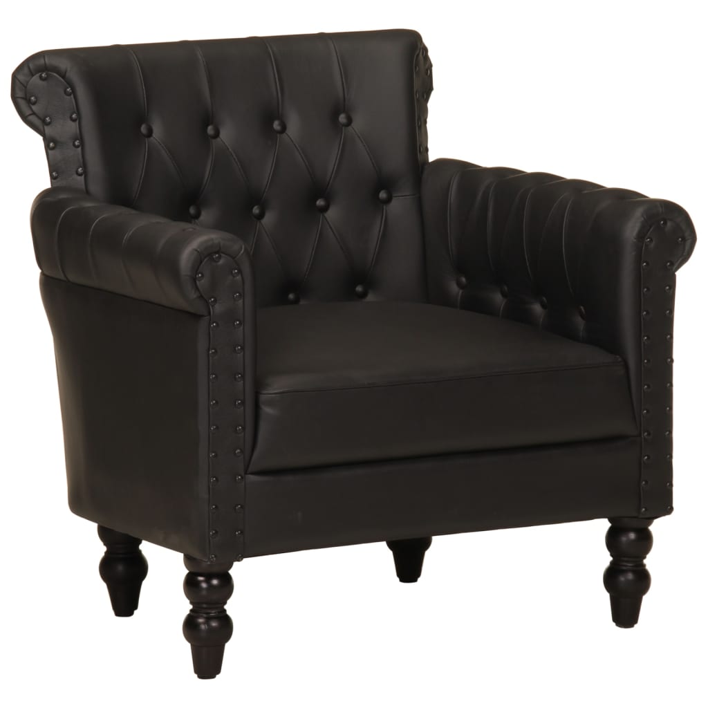 Fauteuil Noir Cuir de chèvre véritable - XIOS