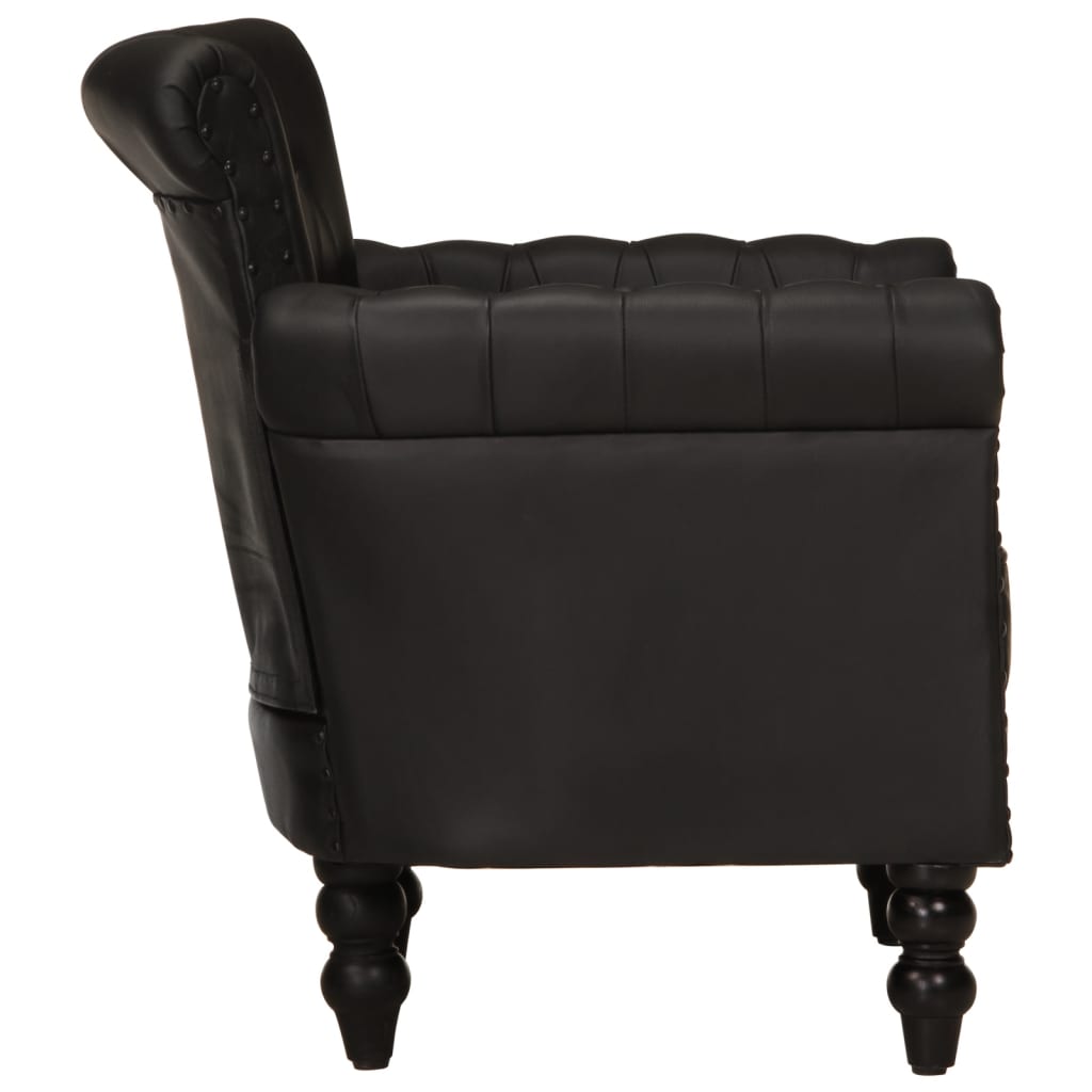 Fauteuil Noir Cuir de chèvre véritable - XIOS