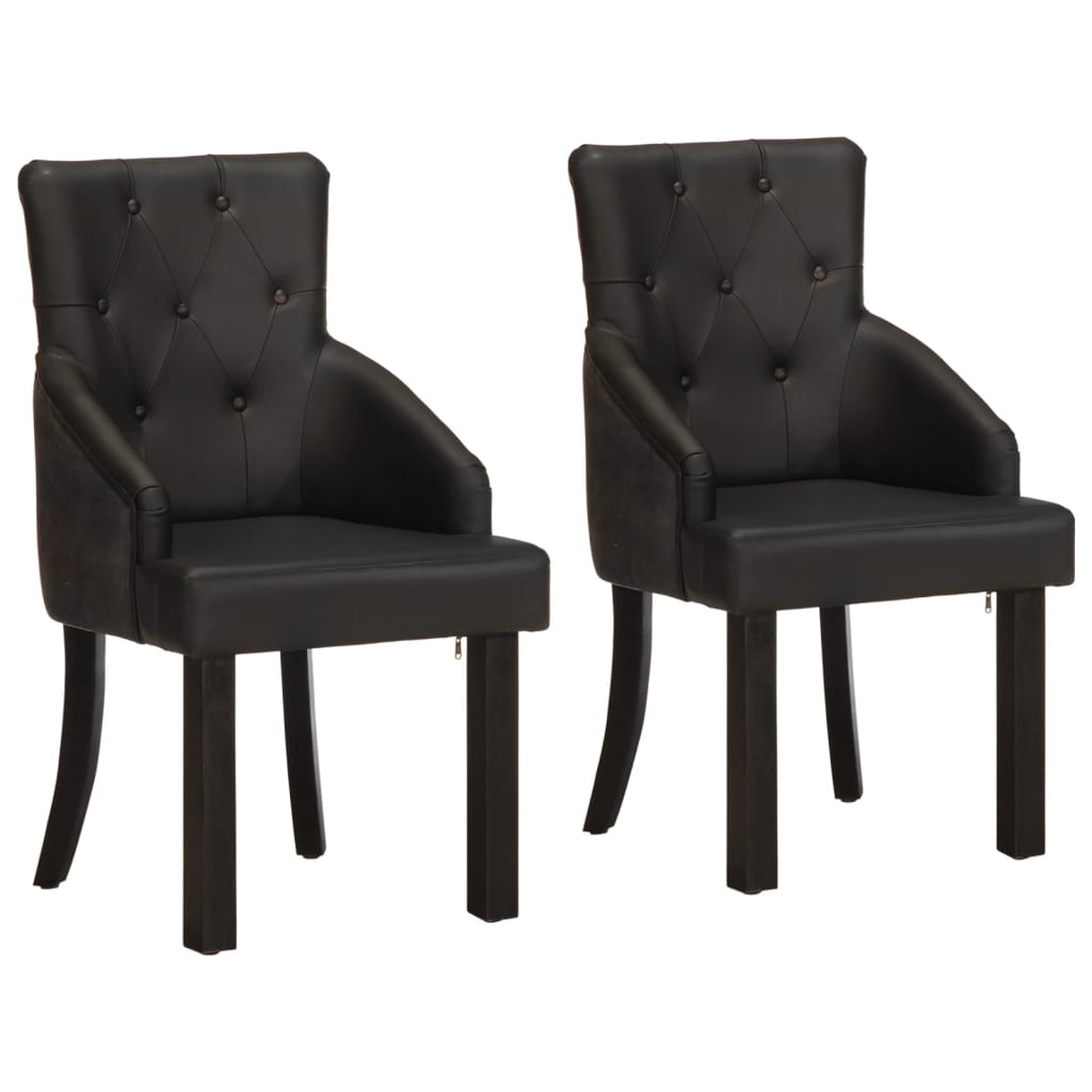 Chaises à manger lot de 2 noir cuir de chèvre véritable - XIOS