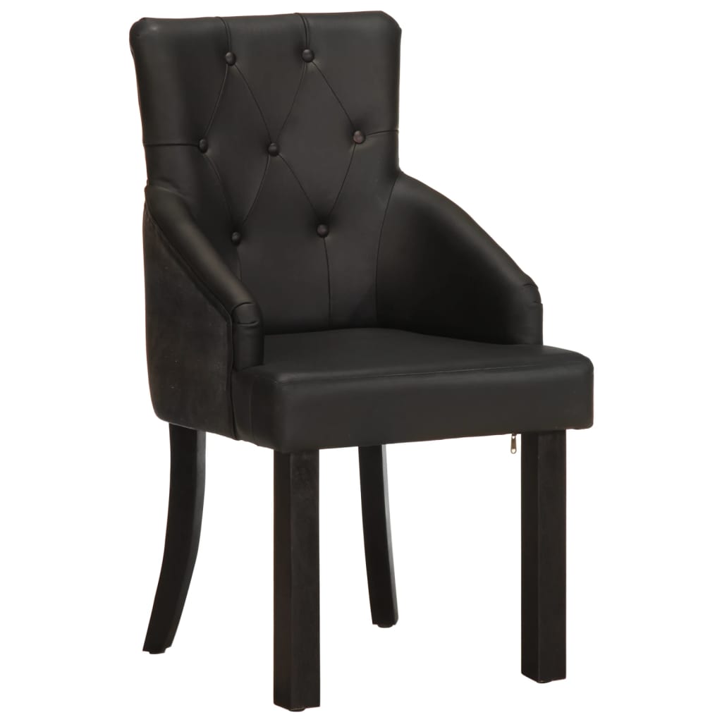 Chaises à manger lot de 2 noir cuir de chèvre véritable - XIOS