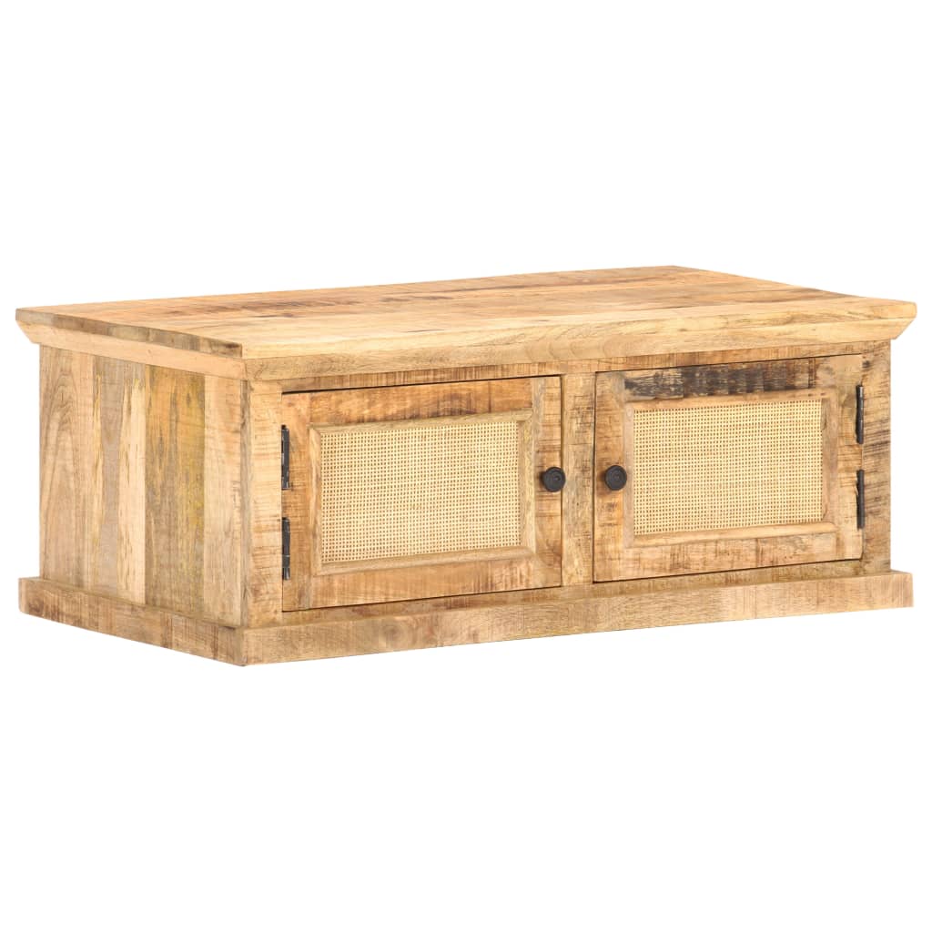 Table basse 90x50x35 cm Bois de manguier et canne naturelle - XIOS