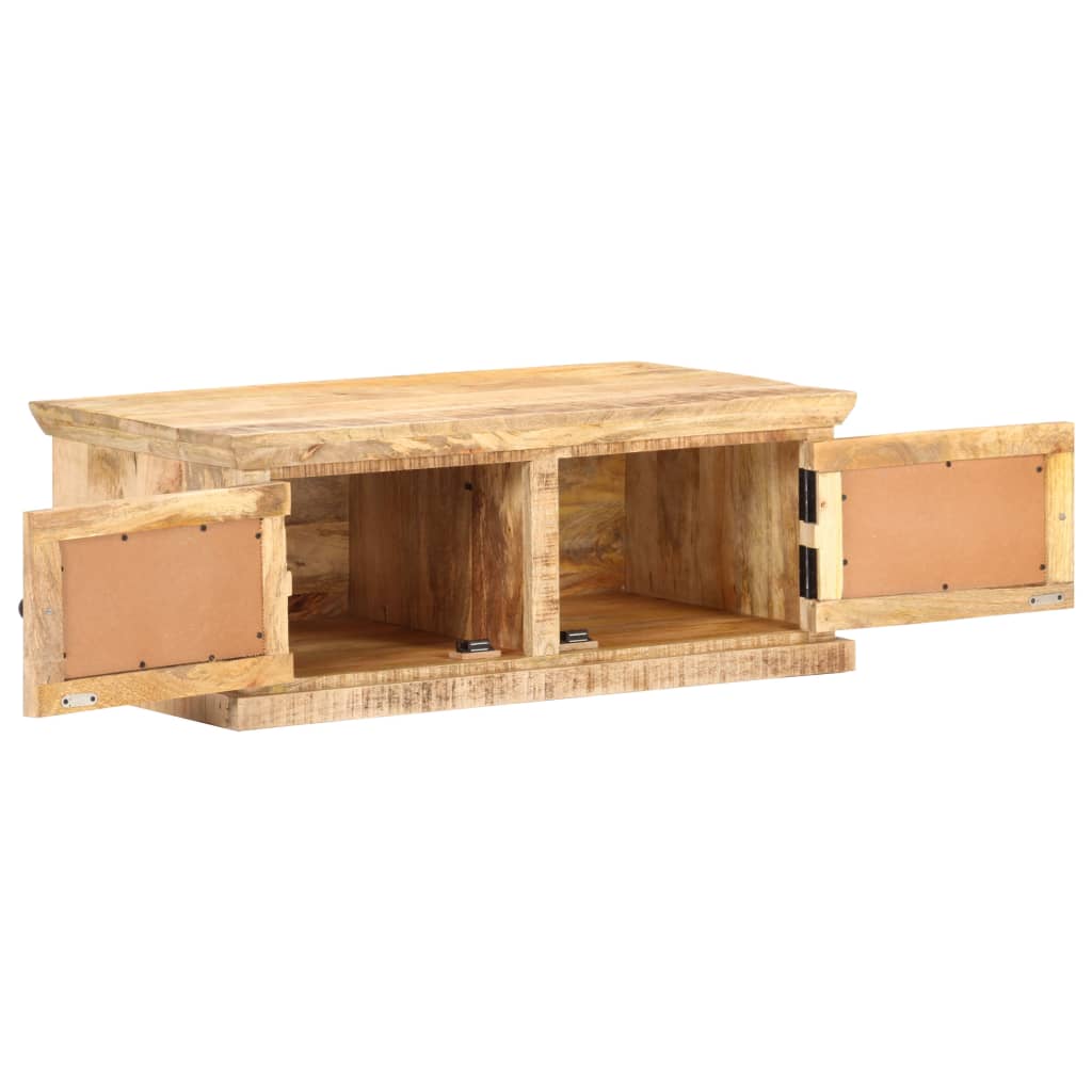 Table basse 90x50x35 cm Bois de manguier et canne naturelle - XIOS