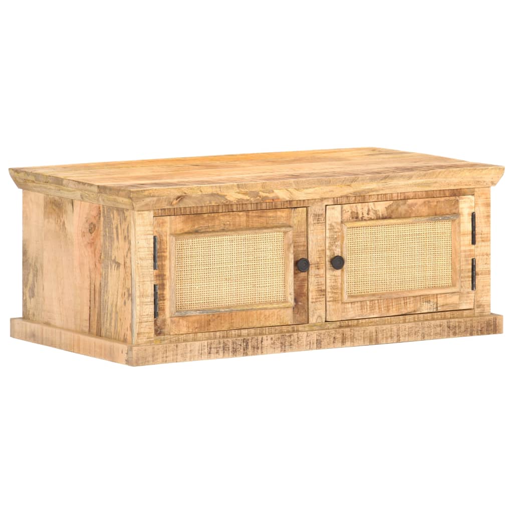 Table basse 90x50x35 cm Bois de manguier et canne naturelle - XIOS
