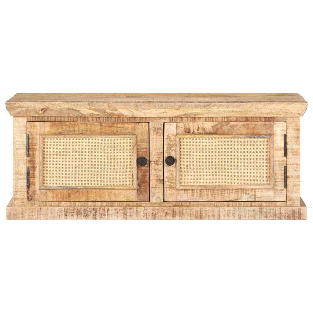 Table basse 90x50x35 cm Bois de manguier et canne naturelle - XIOS