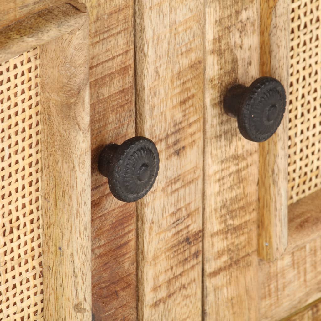 Table basse 90x50x35 cm Bois de manguier et canne naturelle - XIOS