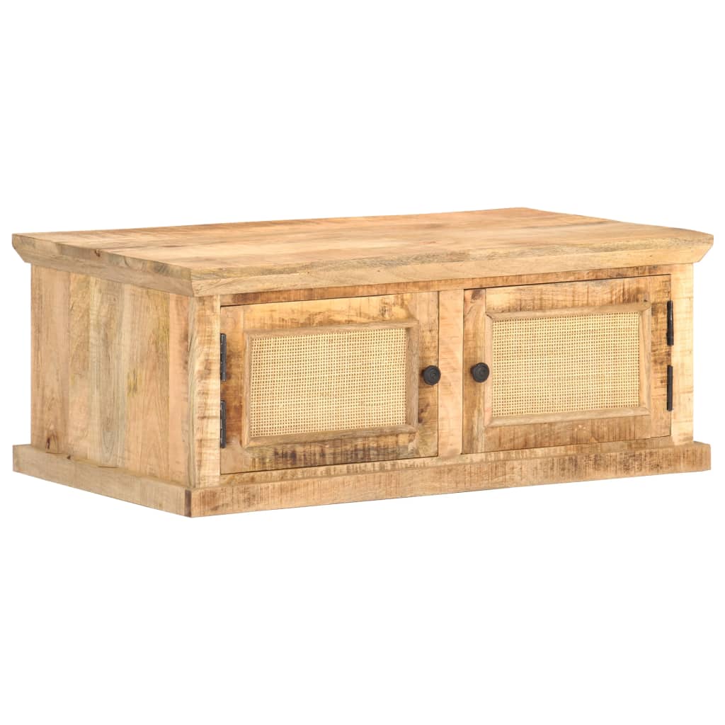 Table basse 90x50x35 cm Bois de manguier et canne naturelle - XIOS