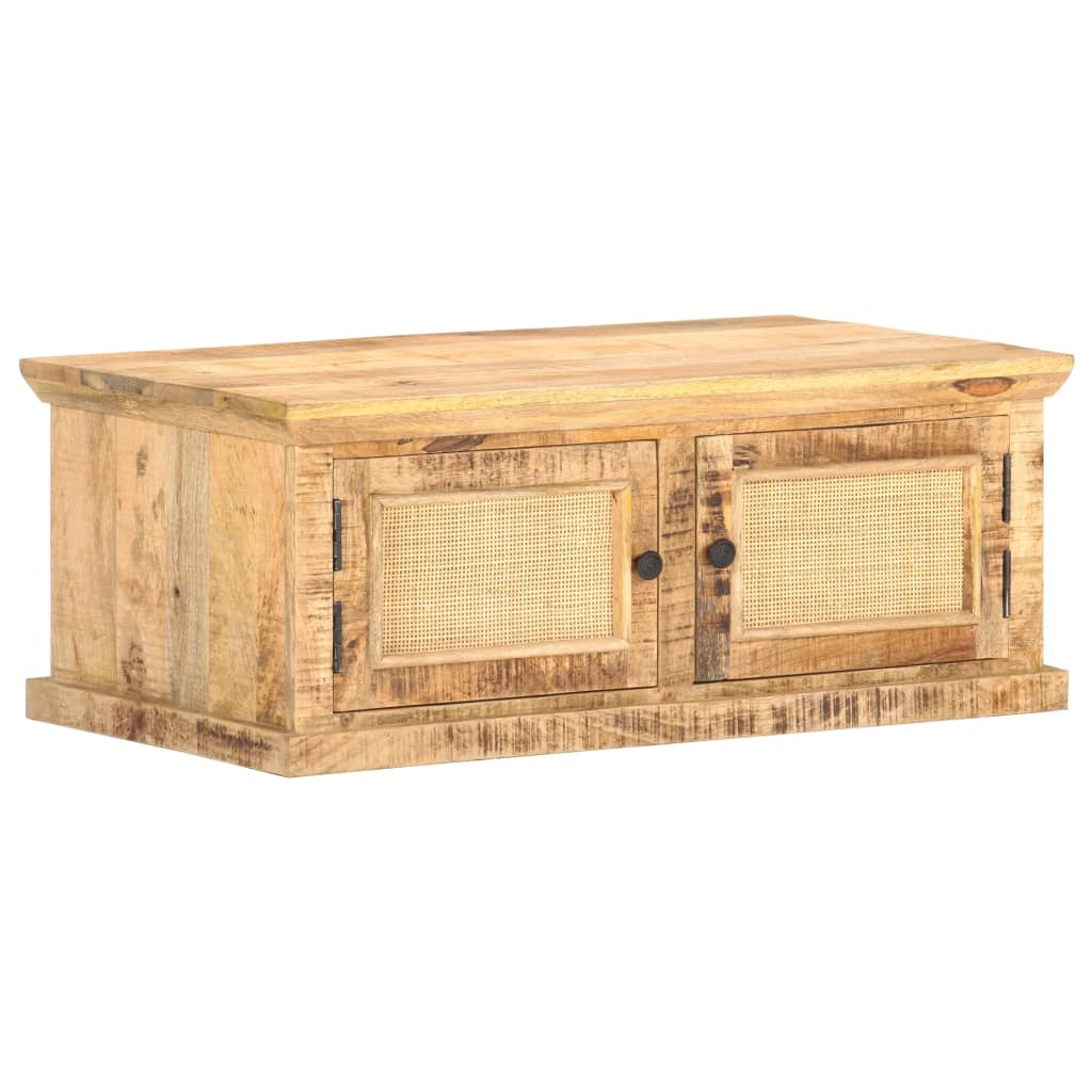 Table basse 90x50x35 cm Bois de manguier et canne naturelle - XIOS