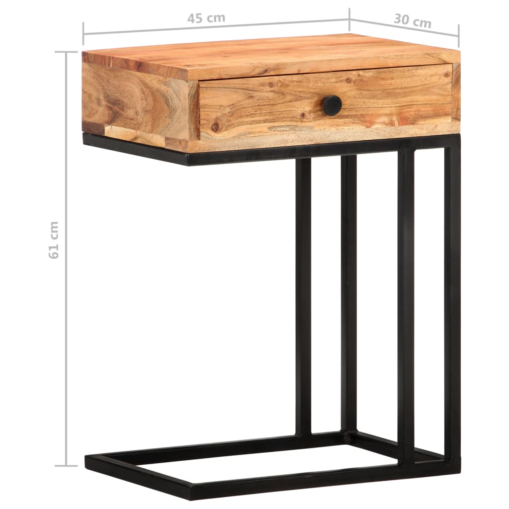 Table d'appoint en forme d'U 45x30x61 cm Bois d'acacia massif - XIOS