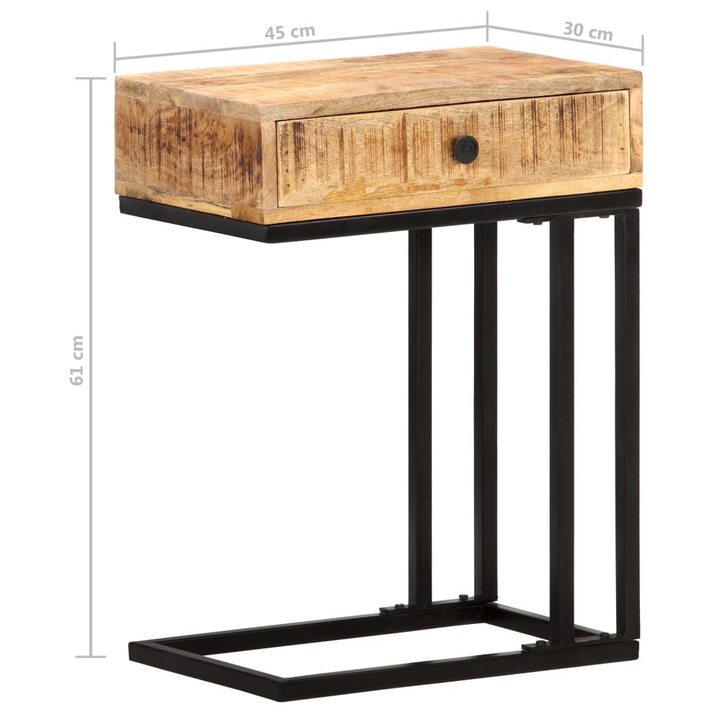 Table d'appoint en forme d'U 45x30x61cm Bois de manguier massif - XIOS