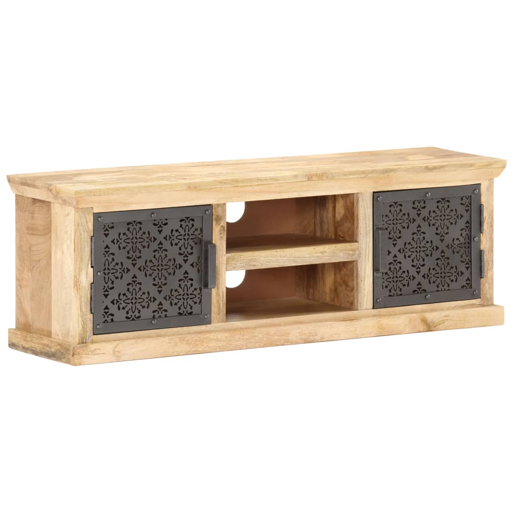 Meuble TV avec portes en acier 120x30x40 cm Bois de manguier - XIOS