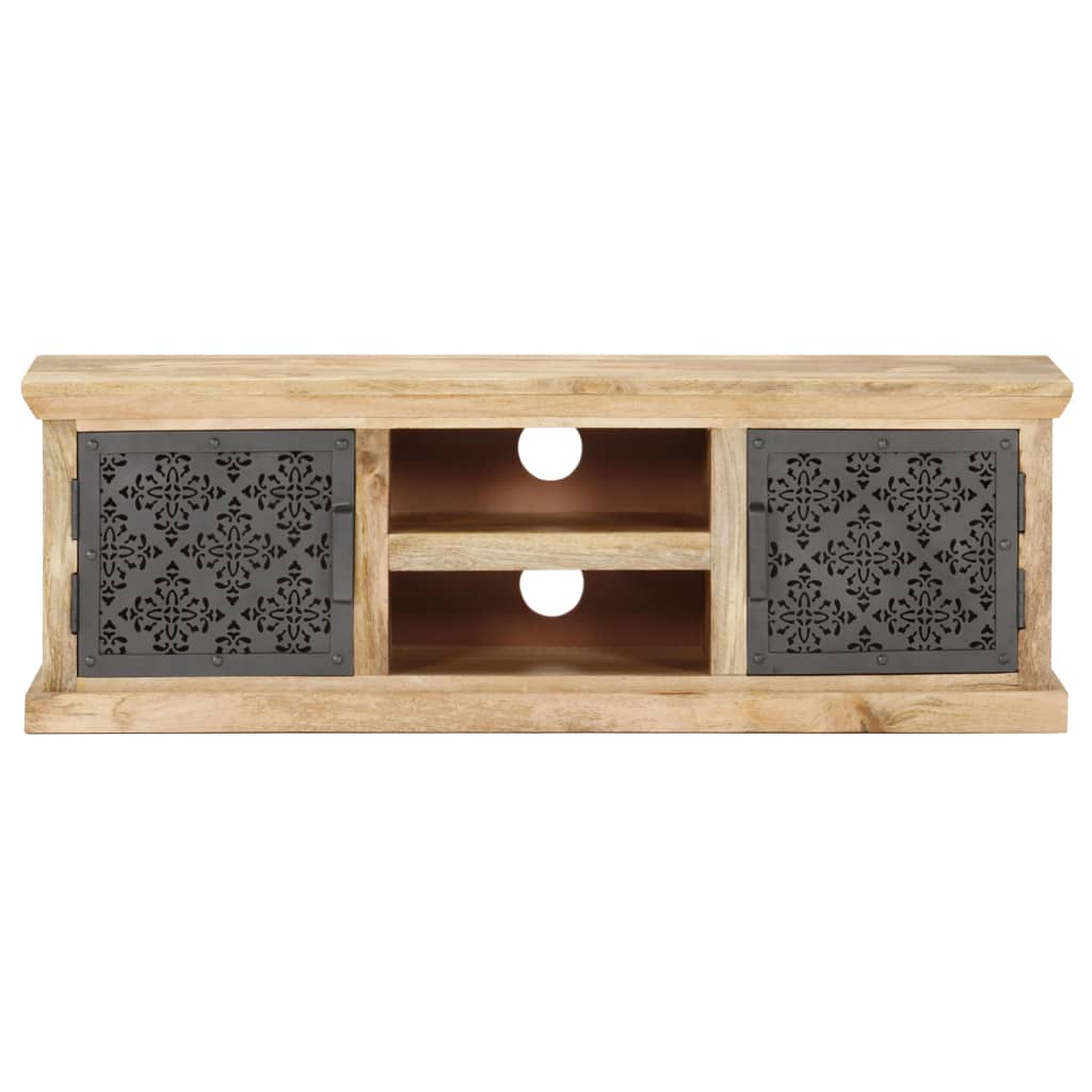 Meuble TV avec portes en acier 120x30x40 cm Bois de manguier - XIOS