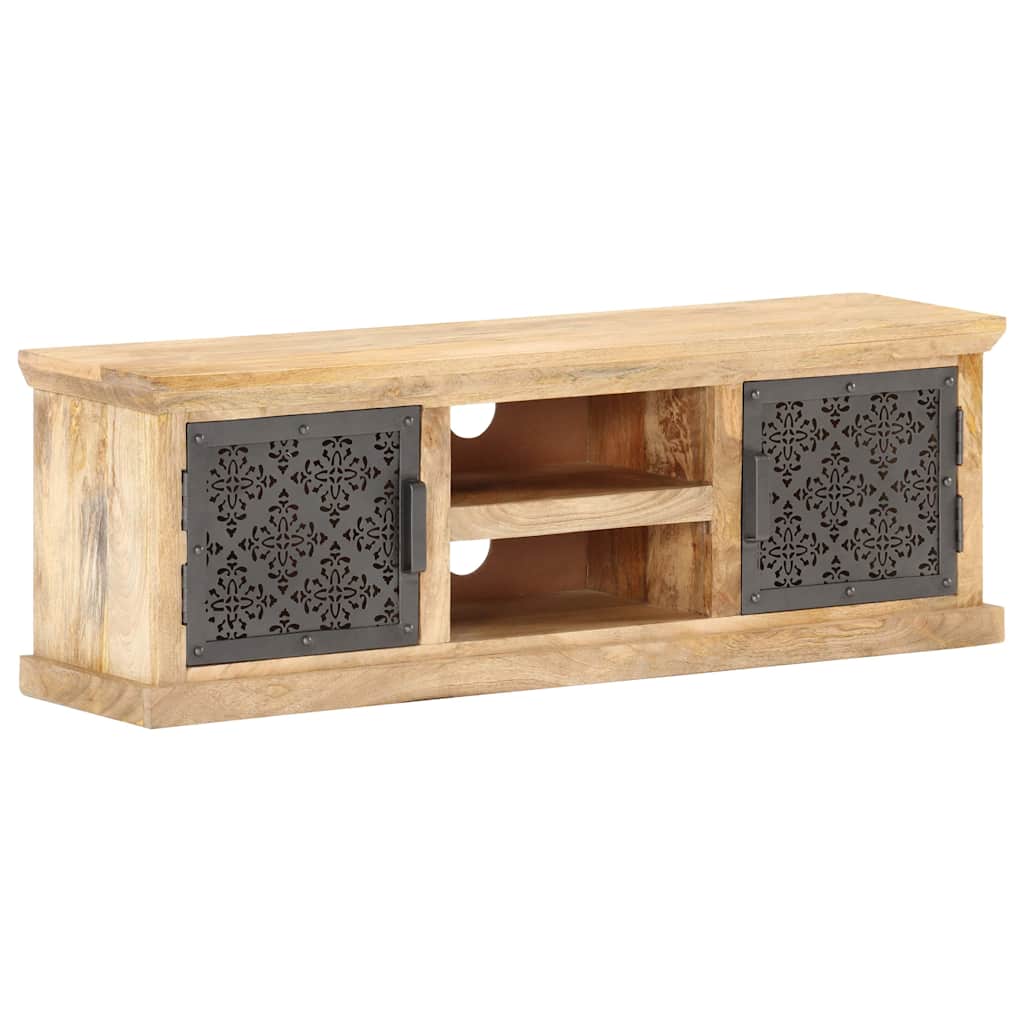 Meuble TV avec portes en acier 120x30x40 cm Bois de manguier
