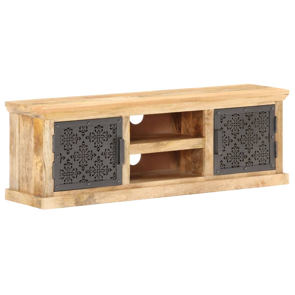 Meuble TV avec portes en acier 120x30x40 cm Bois de manguier - XIOS