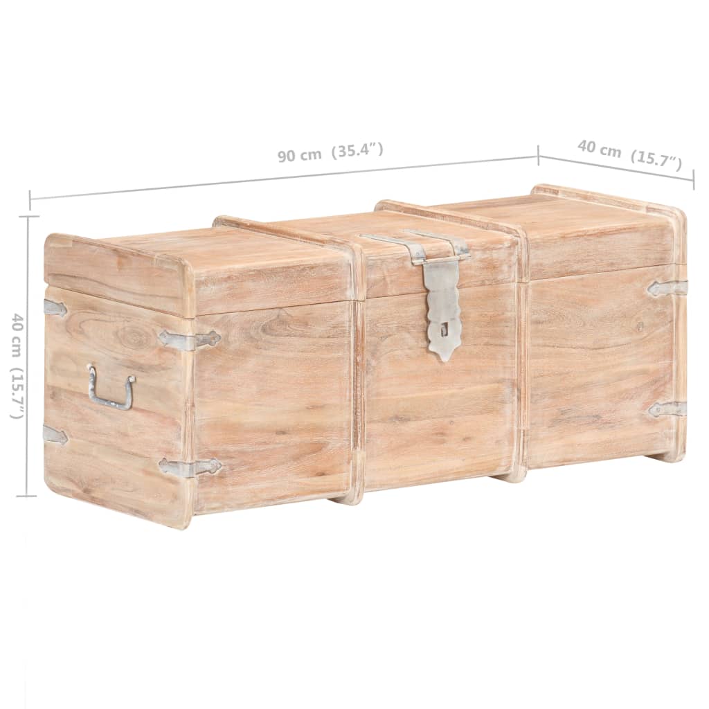 Coffre de rangement 90x40x40 cm bois d'acacia solide - XIOS