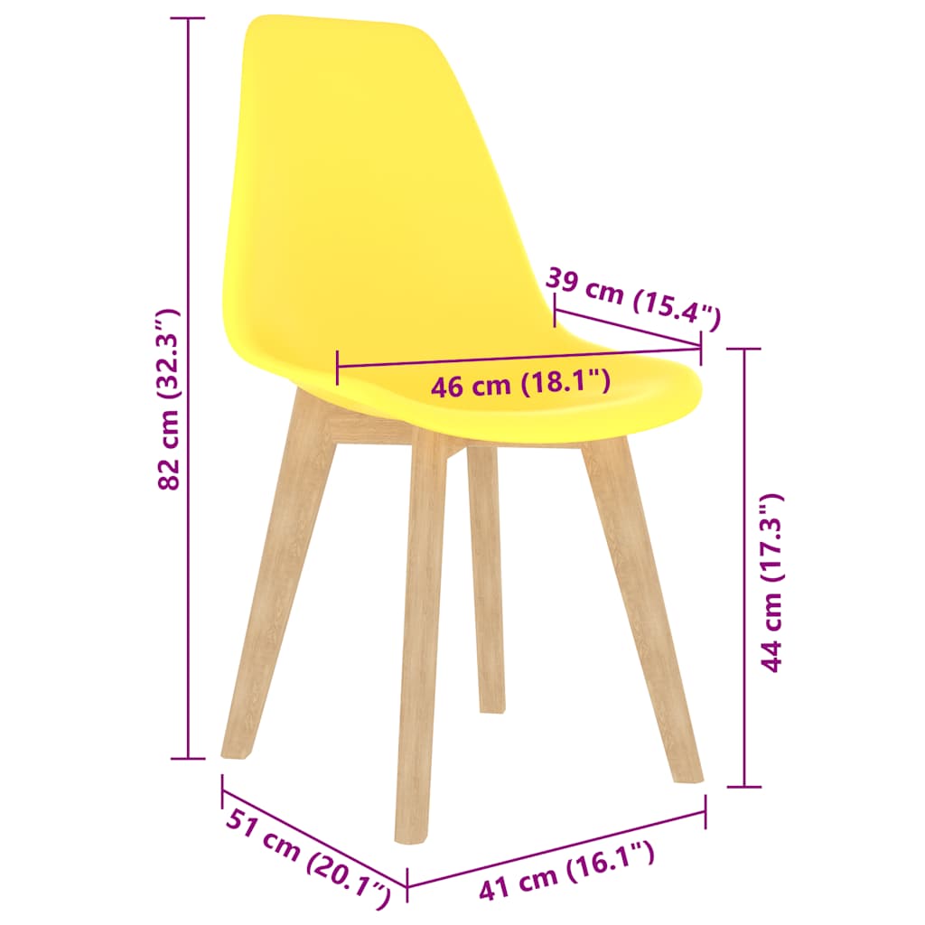 Chaises à manger lot de 6 jaune plastique - XIOS