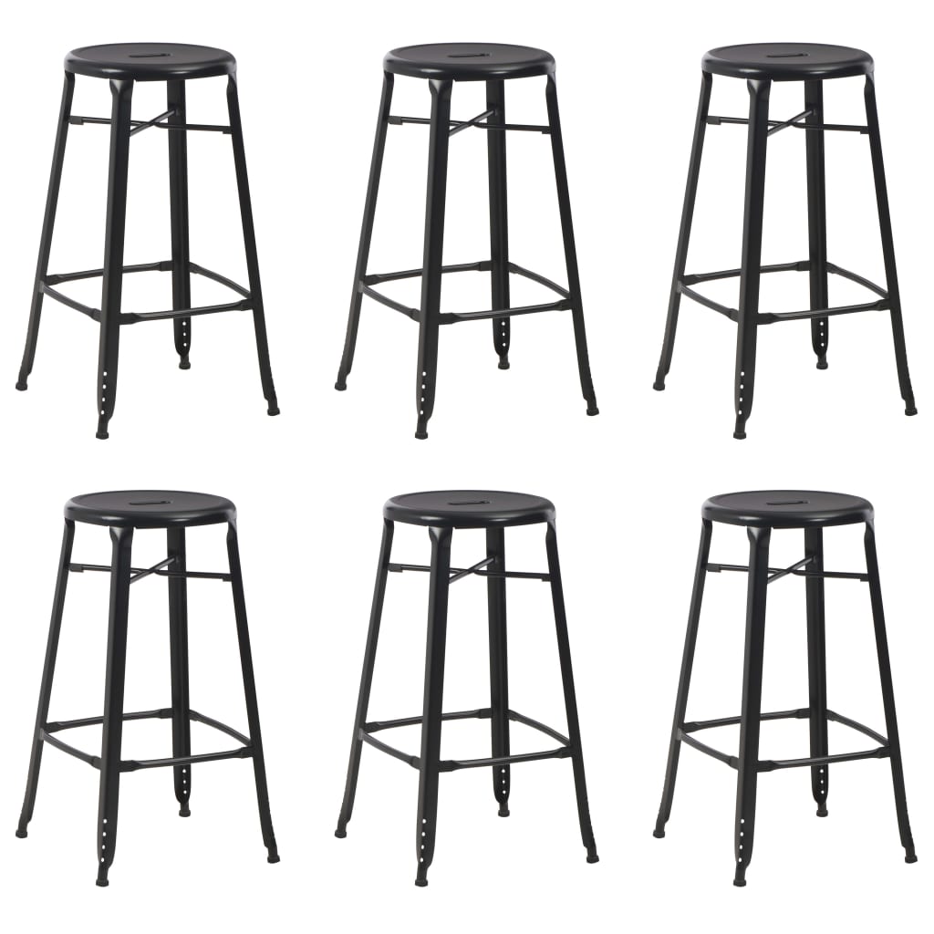 Tabourets de bar lot de 6 noir acier - XIOS