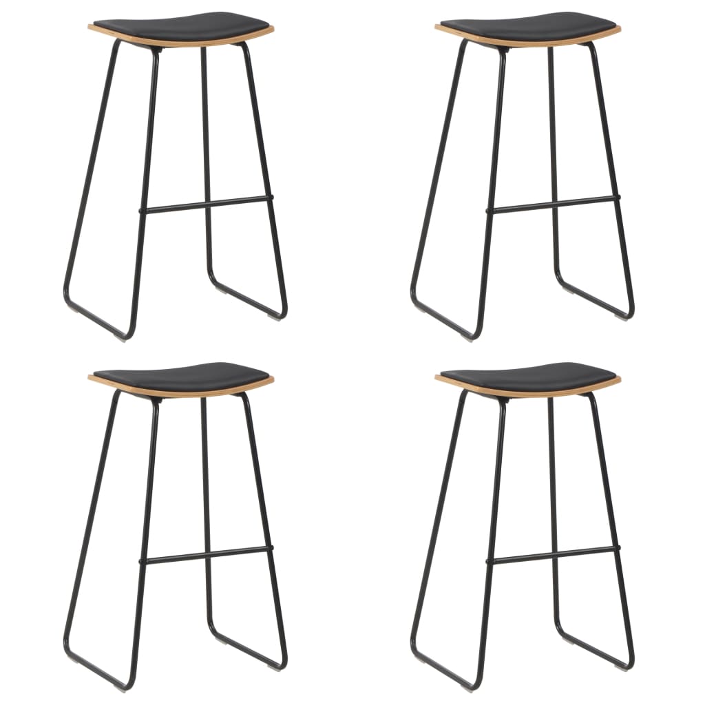 Tabourets de bar lot de 4 noir similicuir - XIOS
