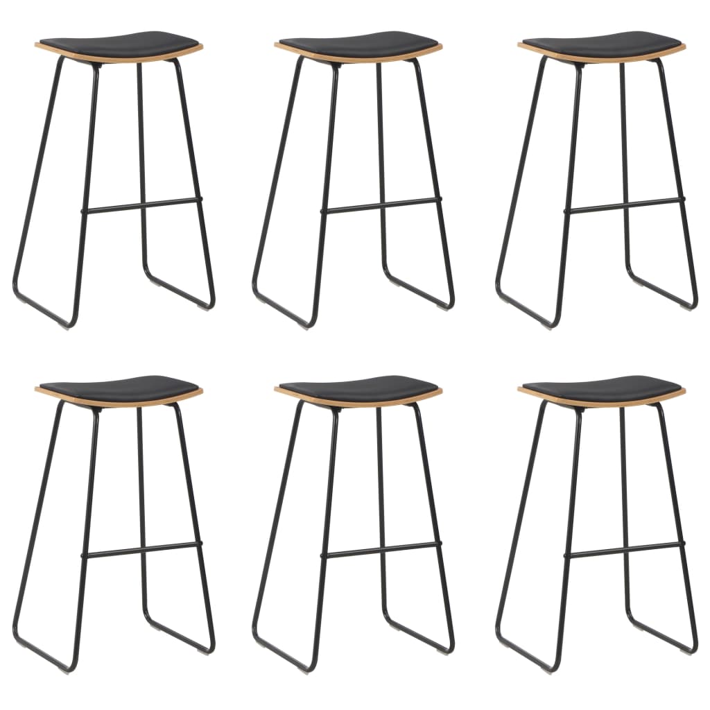 Tabourets de bar lot de 6 noir similicuir - XIOS