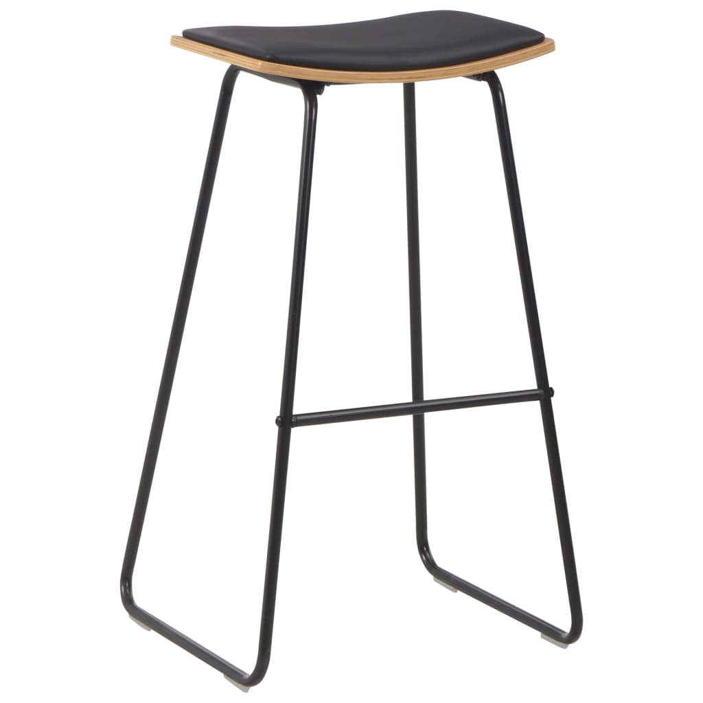 Tabourets de bar lot de 6 noir similicuir - XIOS