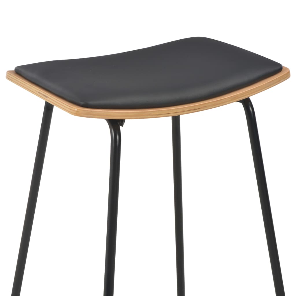 Tabourets de bar lot de 6 noir similicuir - XIOS