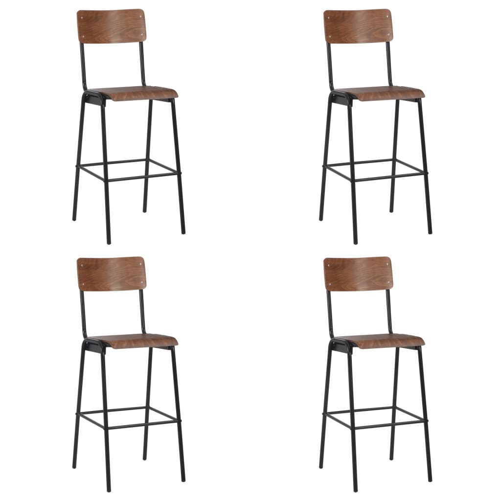 Chaises de bar lot de 4 contreplaqué solide et acier - XIOS