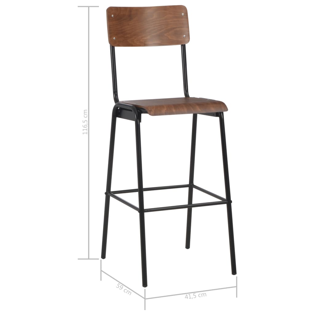 Chaises de bar lot de 4 contreplaqué solide et acier - XIOS