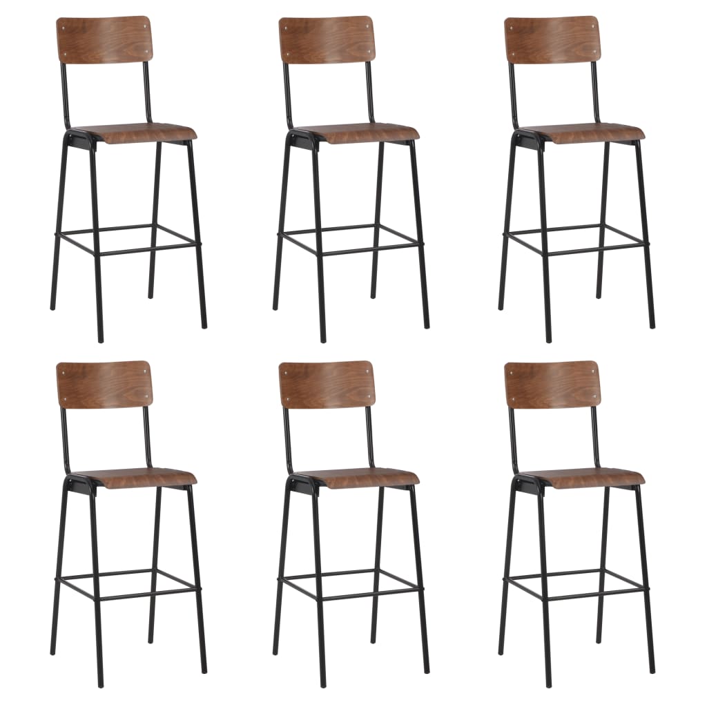 Chaises de bar lot de 6 contreplaqué solide et acier - XIOS